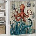 thumbnail image 6 of Orinice  Vintage Nautical Octopus Shower Curtain 60Wx72H Inch Ocean Pirate Map Jellyfish Teal Marine Animal Coastal Sailboat Adventure Bathroom Decor Fabric Polyester Waterproof  60x72, 6 of 7
