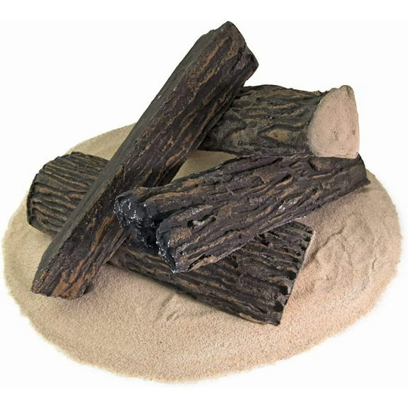 Ceramic Wood Fire Logs | Fireproof Ceramic Decorative Logs for Indoor and Outdoor Fire Pits and Fireplaces – Dark Pine, Set of 4