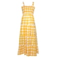 thumbnail image 4 of GEWSEY Women's 2025 Summer Spaghetti Strap Maxi Dresses Plaid Square Neck A Line Casual Beach Vacation Long Sundress (Yellow, XXL), 4 of 7