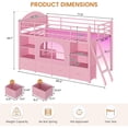 thumbnail image 2 of Mabor Twin Size Low Loft Bed with 6 Storage Drawers,Twin Loft Bed with Bookcase & LED Lights, Upholstered Headboard, Secret Play Space, Metal Bed Frame with Safety Guardrail & Inclined Ladder,Pink, 2 of 9