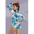 thumbnail image 4 of Charmo Women's One Piece Rashguard Swimsuit Floral Zip Front Surfing Shirt Sun Protection, 4 of 5