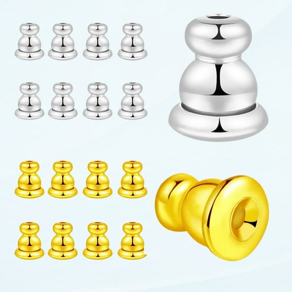 16pcs Locking Earring Backs for Studs, Hypoallergenic 18K Gold Bullet Earring Stoppers Replacement Stud Lop Ears, Locking Backings Safe for Sensitive Ears.