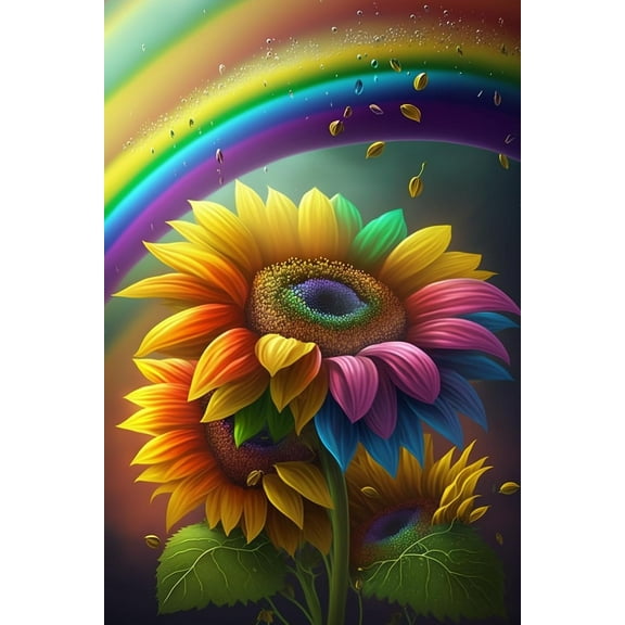 300 Pieces Puzzle for Adults - Rainbow Sunflower Wooden Jigsaw Puzzles Challenging Educational Fun Toys for Family Creative Gift