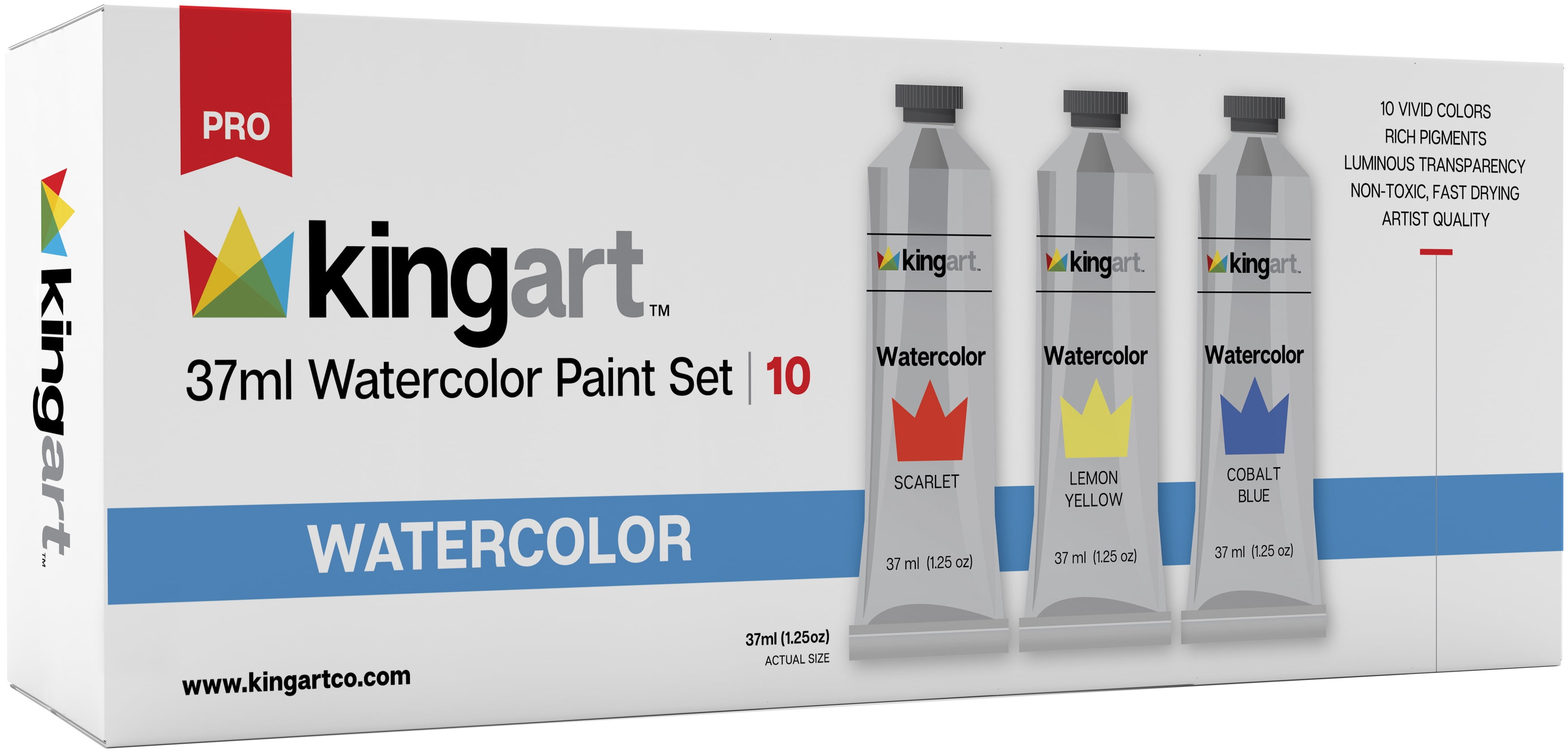 KINGART™ Artist Watercolor Paint, 37ml (1.25oz), Set of 10 Unique