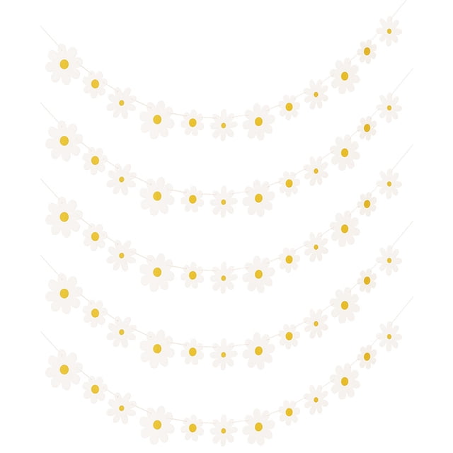 Miangastore 5pcs Daisy Banner Hanging Banner Birthday Backdrop Flower Garland Banner Party Layout Prop