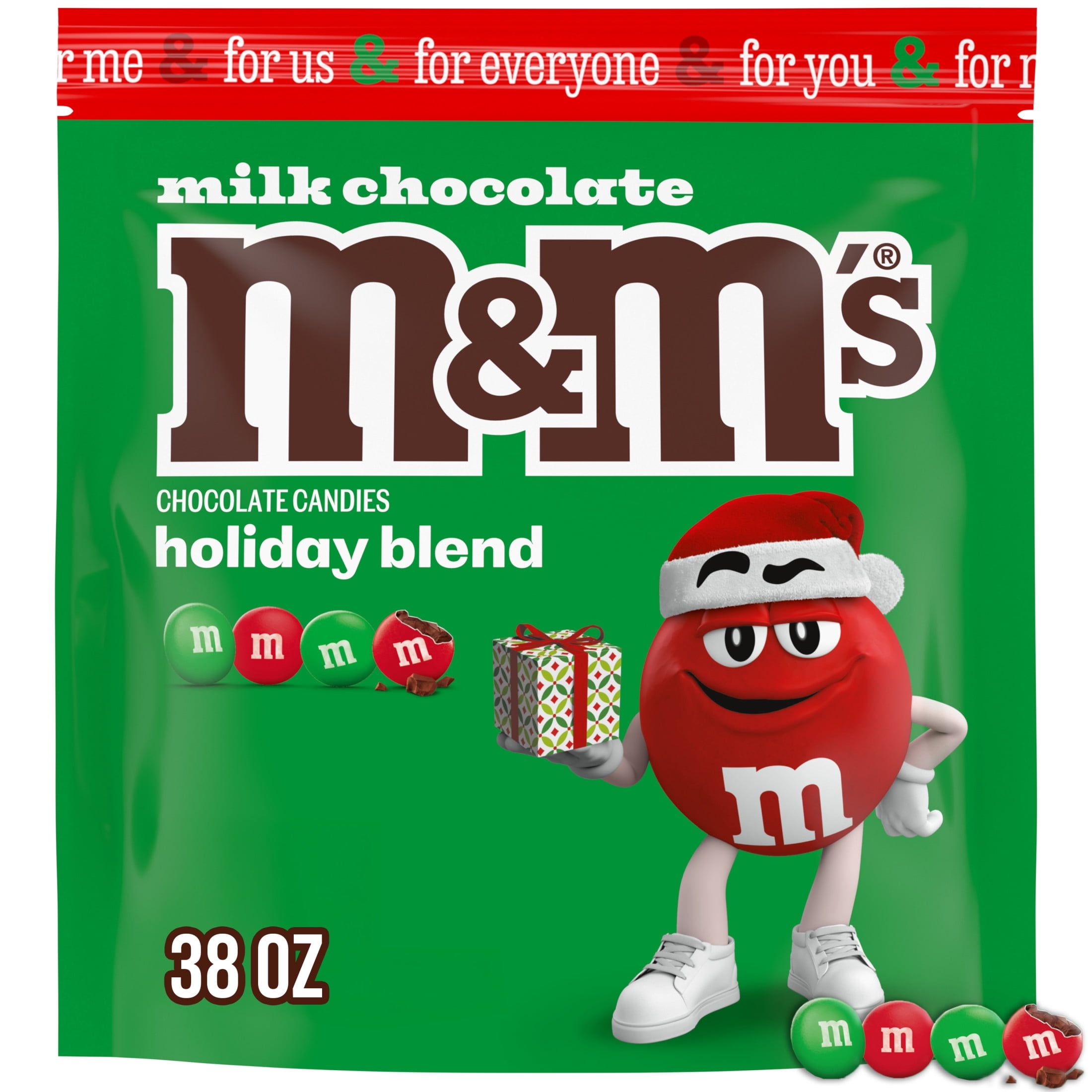 (3 pack) M&M's Milk Chocolate Christmas Candy - 38 oz Resealable Bag
