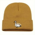 thumbnail image 3 of BLSCODE Silly Goose Embroidery Beanie Hat Winter Warm Knitted Hat Cartoon Decor Warm Beanies For Daily Wear Pink, 3 of 10