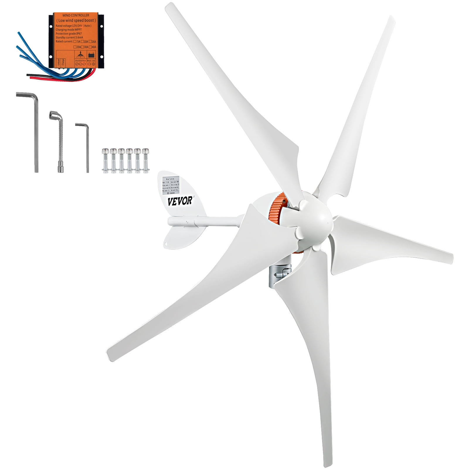 VEVOR 500W/12V Windgenerator Windkraftanlage Windrad Turbine Generator 5 Klingen 