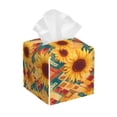 thumbnail image 1 of Balery Diamond Bohemian Sunflower Porta Pañuelos de Cuero con Estampado – Funda Moderna Cuadrada para Caja de Pañuelos, Dispensador 5x5x5'', 1 of 7
