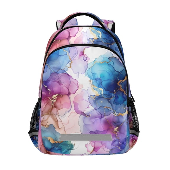 ALAZA Purple and Blue Marble Backpack Elementary School Bag Bookbag Travel Rucksack