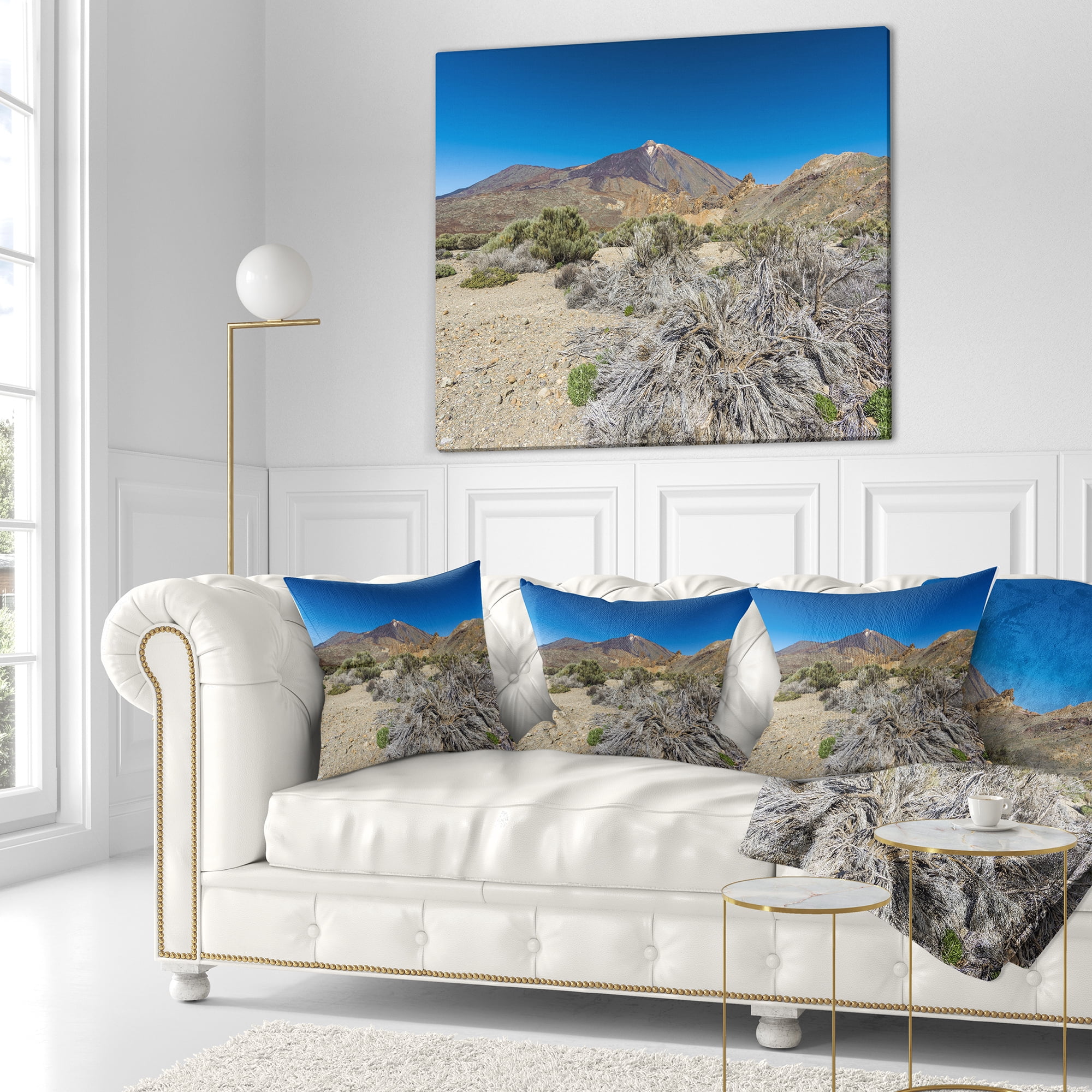 Designart Caldera of the Volcano Teide - Contemporary Landscape Printed Throw Pillow - 16x16