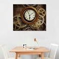 thumbnail image 2 of JRXY  Picture Canvas Wall Art Prints Gear Wall Clock Punk Design Home Decor Painting Artworks Ready to Hang for Living Room Bedroom Bathroom Retro Steampunk Brown 16x12in, 2 of 4