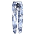 thumbnail image 6 of SONXAHE Leaf Print Jogger Pants for Women Elastic Ankle Beach Vacation Trousers, 6 of 6
