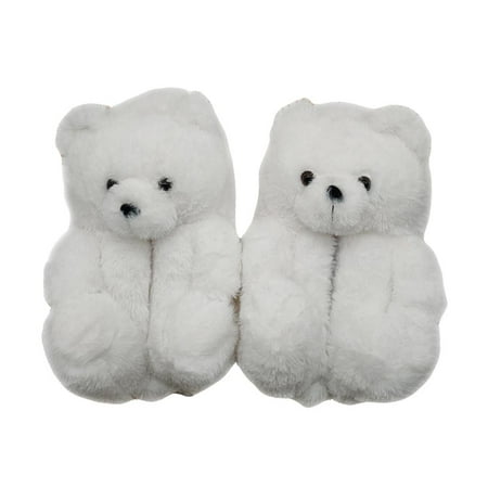 

Women Plush Teddy Bear Slippers Cute Animal Slippers Home Indoor Soft Anti-Slip Faux Fur Winter Warm Shoes