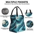 thumbnail image 3 of Teal Gold Marble Drawstring Lunch Bag Women - Drawstring Lunch Bag Insulated for Work Office - Stain-Resistant Large Lunchbags for Women with Multi-Pockets, 3 of 6