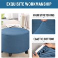 thumbnail image 4 of Enova Home Round Ottoman Slipcovers Footstool Protector Covers Storage Stool Ottoman Covers Stretch with Elastic Bottom (Denim Blue), 4 of 5