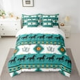 thumbnail image 2 of Erosebridal Teal Western Bedding Twin Size, Rustic Farmhouse Aztec Comforter Sets with Sheets, Horse Horseshoes Bedroom Decor, Reversible 7pcs, 2 of 4
