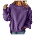 thumbnail image 5 of Ediodpoh Womens Casual Crew Neck Splicing Design Loose Hoodless Pullover Top Womens Sweatshirts Purple XXXL, 5 of 9