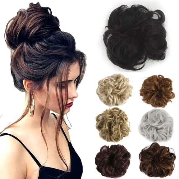 Messy Hair Bun Hair Scrunchies Extension Wavy Curly Wedding Donut Hair Extensions Hairpiece Wig