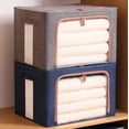 thumbnail image 4 of Xihbxyly Bolsa de Almacenamiento de Gran Capacidad, Diseño de Tela Gruesa, Cremallera Resistente, Marco de Acero Transparente, Organizador Plegable para Edredones, Mantas, Ropa de Cama, Dormitorio, 2, 4 of 7