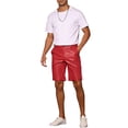 thumbnail image 2 of Pantalones cortos de cuero sintético INSPIRE CHIC para hombres, pantalones cortos de hip hop, motocicleta, fiesta y disco, 38 rojo, 2 of 6