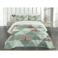 thumbnail image 3 of Ambesonne Tree Quilted Bedspread Set 3 Pcs, Illustration of Triangles, King Size, Coral and Reseda Green, 3 of 5