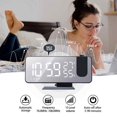 thumbnail image 4 of Reloj despertador con proyección para dormitorio, reloj despertador digital con pantalla LED, radio FM, reloj fuerte con pantalla LED, visualización de temperatura y humedad, 4 of 8