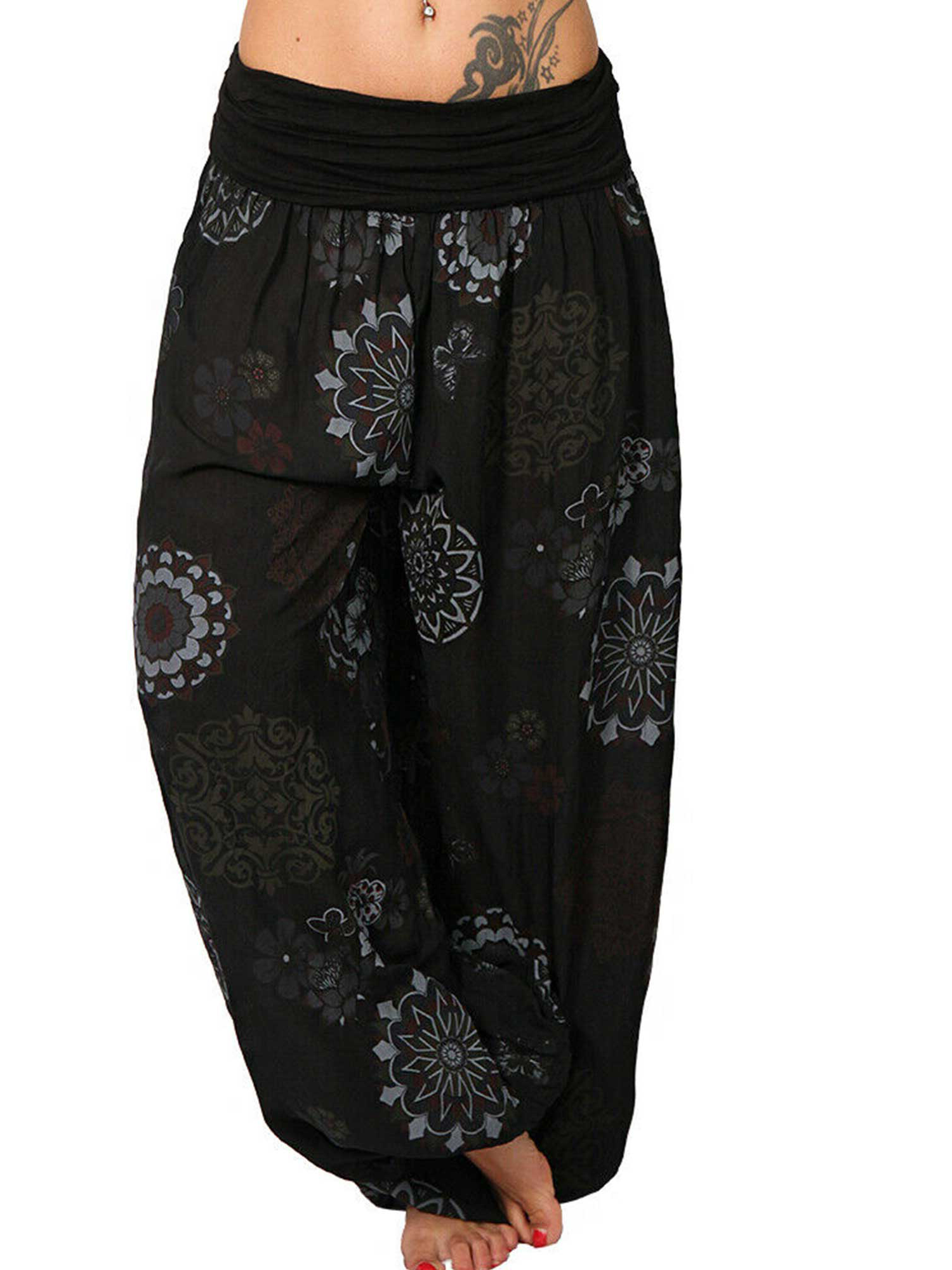 Uerlsty Plus Size Women Wide Leg Harem Pants Summer Aladin Boho Hippy