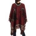 thumbnail image 4 of Sakkas Lupe Womens Reversible Poncho Wrap Cape Shawl Sweater Coat Cardigan Pattern - Tile Burgundy - One Size Regular, 4 of 7