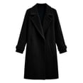 thumbnail image 6 of Staron Winter Coats for Women Wool Blend Pea Coat Collared Long Sleeve Button Down Casual Loose Fall Jacket Black XXL, 6 of 7