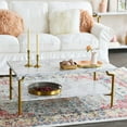 thumbnail image 4 of Household Essentials Crown Rectangular Coffee Table with Storage Shelf White Marble and Gold Metal, 4 of 9
