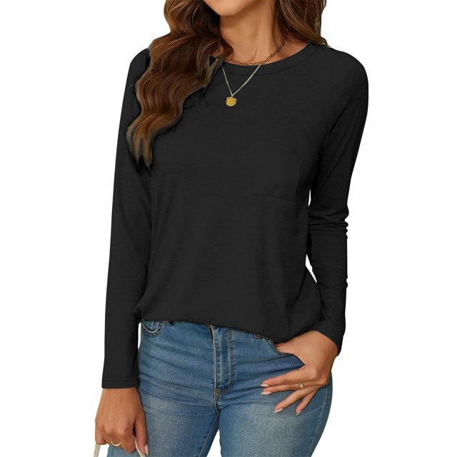 Camiseta tipo túnica NEYOUQE para mujer, manga larga, negra, casual, 2025 XL
