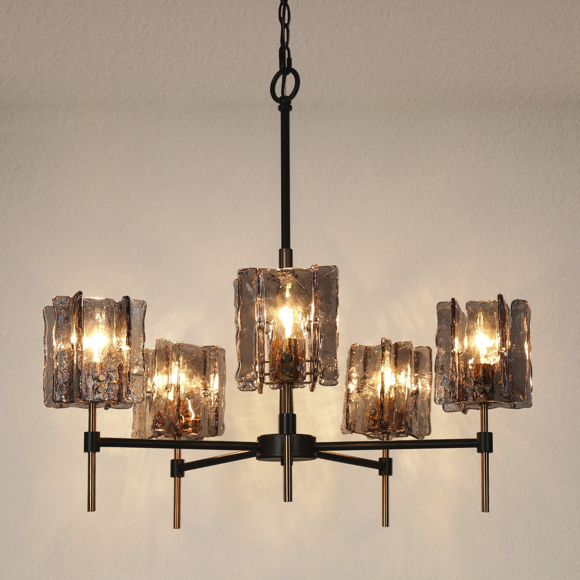 LNC Tucana 5-Light Matte Black Modern/Contemporary Led Crystal Chandelier