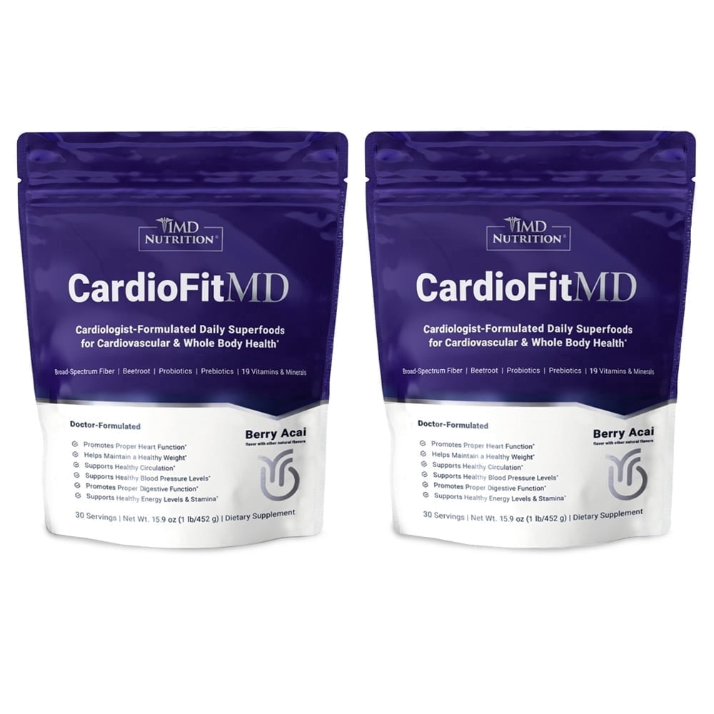 1MD Nutrition CardioFitMD - Vegan Beets Superfood Keto- Heart Health Powder - Nitric Oxide Supplement - Beet Root Powder for Healthy Blood Pressure & Circulation - High Fiber Drink - 30 Days (2-pack)
