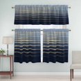thumbnail image 5 of Abstract Golden Curtain Valances Set Water Wave Blue Ocean Sunrise Horizon Kitchen Curtains 36&nbsp;inch Length Rod Pocket Valance and Tiers 3 Piece Set Small Bedroom Bathroom Laundry Decor, 5 of 9