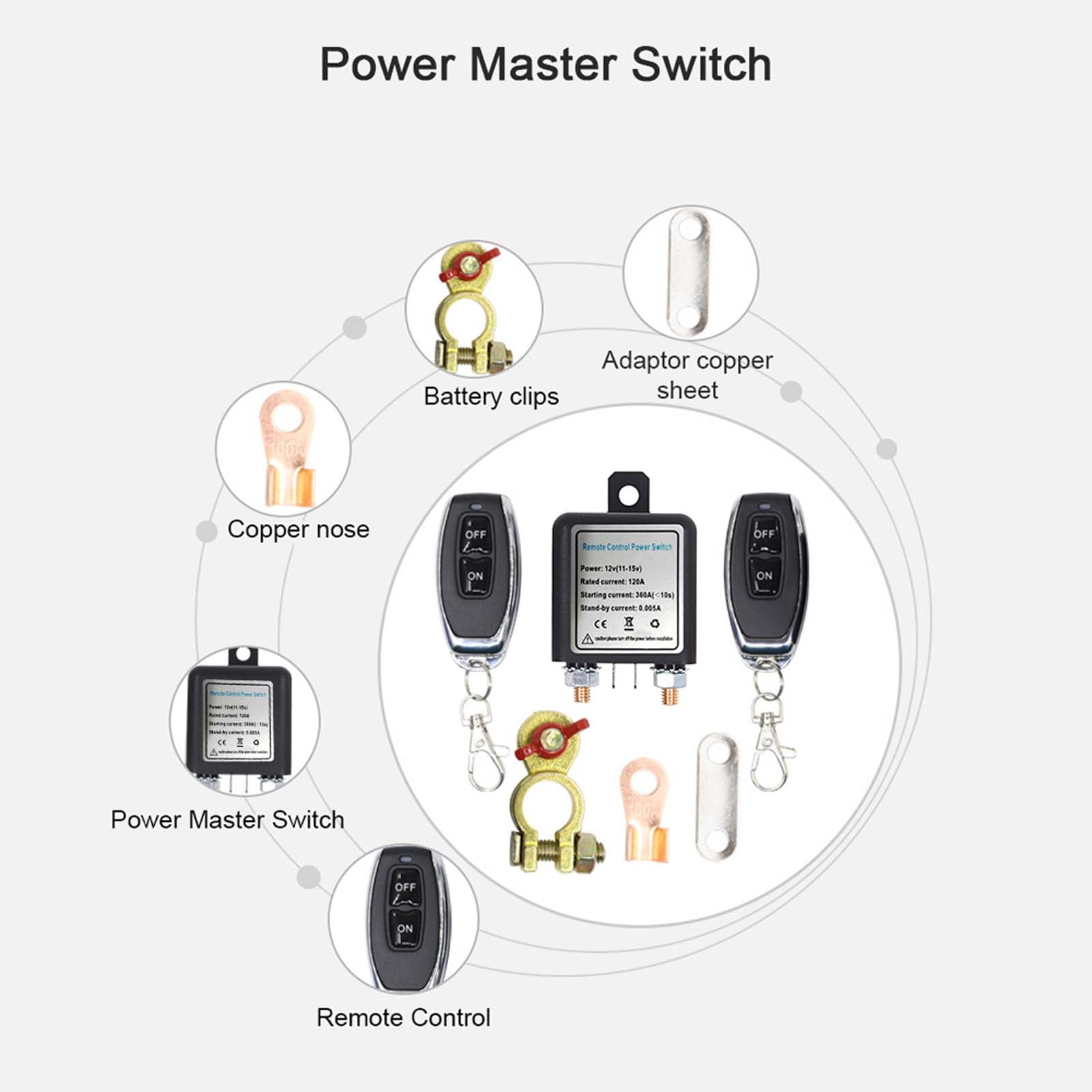 Switch 12 V Car Battery Relay Wireless Remote Battery Disconnect Switch Battery Switch Isolator Power Cut Master Switch With 2 Remote Controllers