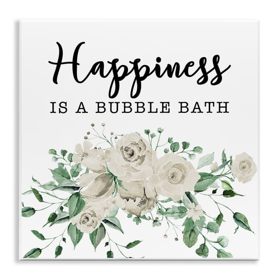 Stupell Industries Happiness is Bubble Bath Bath & Laundry Painting Unframed Art Print Wall Art, 12 x 12