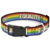 Buckle-Down Pet Collar, Dog Collar Plastic Buckle, Equality Stripe Rainbow White, 20 to 31 Inches 1.5 Inch Wide