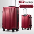 thumbnail image 2 of Maleta de equipaje Coolife PC+ABS con cierre TSA Spinner de 24 pulgadas, color vino, 2 of 7