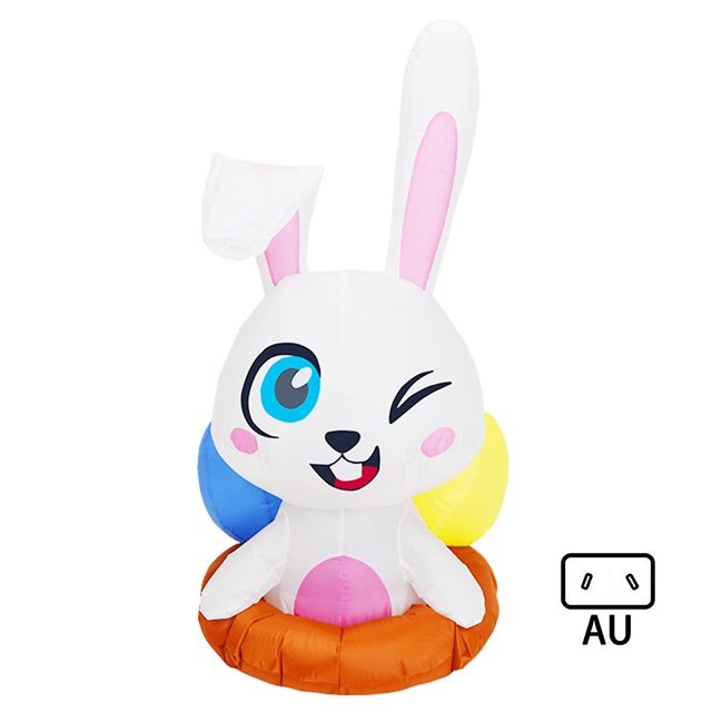 AU PlugEaster Bunny Inflable Modelo 1.2m Luminoso Led Lindo Conejo Natación Anillo Adorno Para Fiesta En Casa Fiesta Decoración Al Aire Libre Explotar Para Muñeca esquí esquí Gafas de esquí