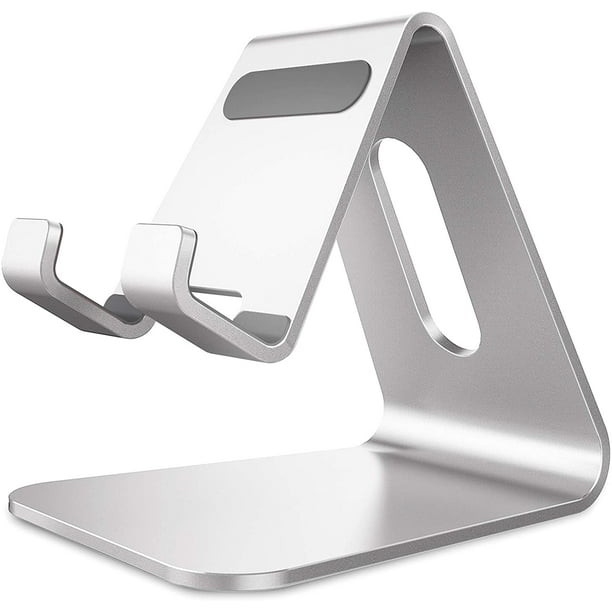 Soporte para teléfono móvil, cuna, soporte, soporte de escritorio de aluminio compatible con Switch, todos los teléfonos inteligentes, iPhone 11 Pro Xs Max Xr X Se 8 7 6 6s Plus SE 5 5s-Silver JAMW Sencillez