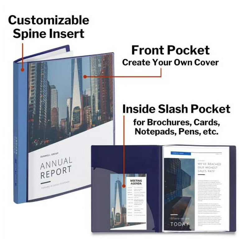 DISPLTR24 Dunwell Binder with Plastic Sleeves 24-Pocket (1 Pack, Blue) -  Presentation Book, 8.5 x 11 Portfolio Folder with Clear Sheet Pro