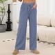 thumbnail image 2 of Amzcrzy Pantalones Mujer A Rayas Informales Cintura Alta Cordón Elástico Tipo Bóxer Cómodos Holgados Anchos Con Bolsillos Tallas S-2XL Azul, 2 of 8