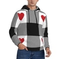 thumbnail image 2 of Lsque Heart Black Buffalo Plaid Gingham Pattern Casual Men's Hoodie,Hooded Sweatshirt with Kangaroo Pocket,Pullover Hoodie-XX-Large, 2 of 7