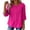 A-Hot Pink26, variant on Women's Bohemian T Shirt Floral Embroidered 3/4 Sleeve Casual Button Front Solid Color Tees Vacation Travel Outfit Comfy Tops