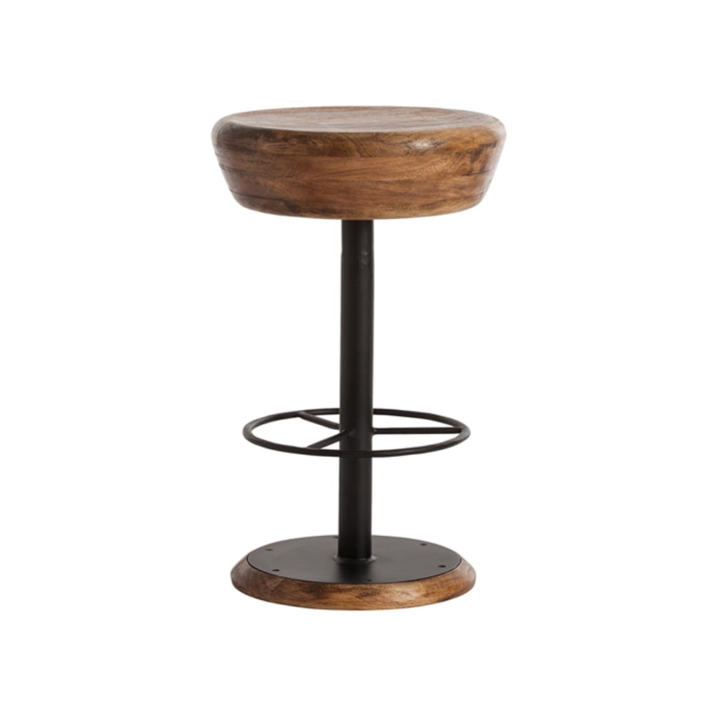 The Urban Port Caymus Industrial Style Adjustable Swivel Bar Stool With Hoop Footrest In Black