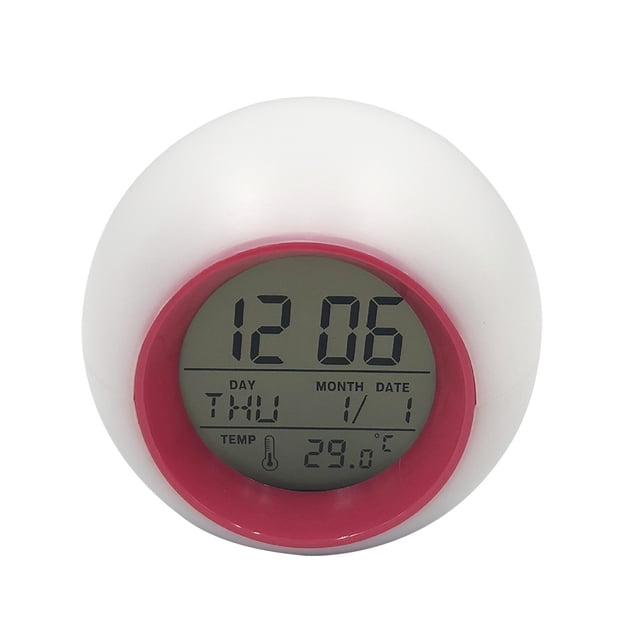 SHISUYAN Round Colorful Alarm Clock Calendar Ball Night Lamp Alarm Clock Bedside Children's Alarm Clock No Battery Included