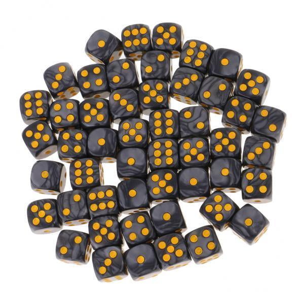 2X 50Pieza / Set D6 Dados de Esquina Redonda 16 Mm para Fiesta Juego de Rol Juguete Negro Zulema Dados de esquina redonda