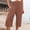 A01_Coffee, variant on Womens Cotton Linen Capris Elastic High Waisted Plus Size Solid Color Cargo Pants Casual Straight Leg Button Pocket Trousers