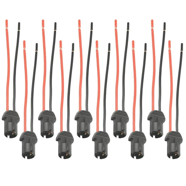 Yazoeia 10 PCS T10 194 Pre-Wired LED Bulbs Female Socket for LED Bulbs Replacement Sockets Adapter (T10) CJC912-205158